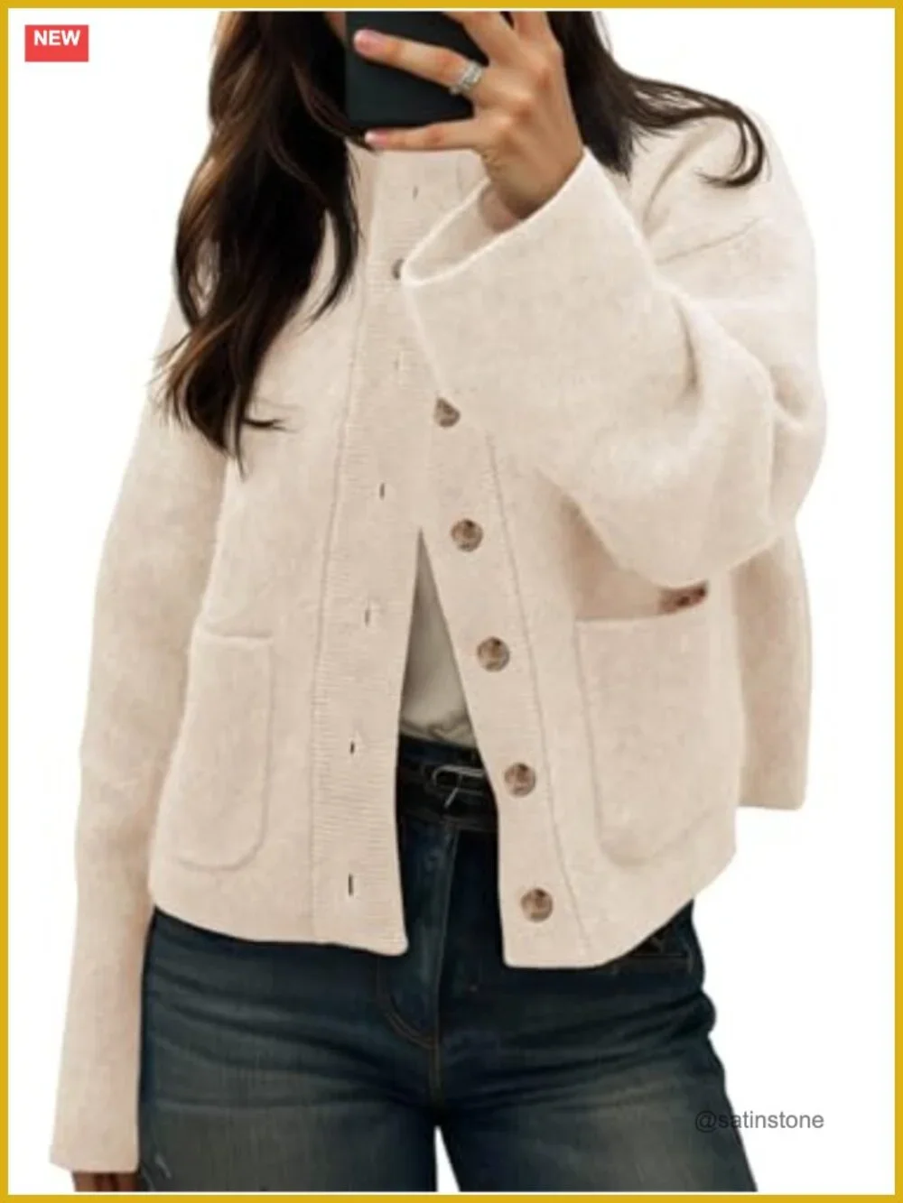 Chunky Knit Cardigan Sweater Button Down Open Front Long Sleeve